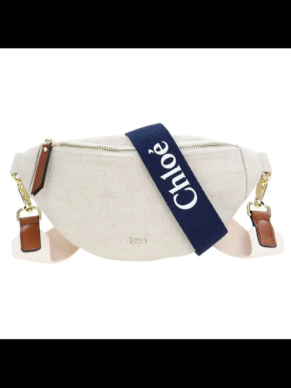Chloé Light Blue Denim Crossbody with Brown Branded Strap